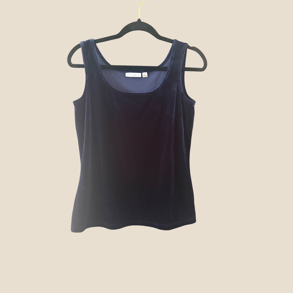 Susan Graver‎ Whimsigoth Navy Blue Velvet Practical Magic Tank Top Size S